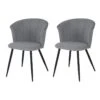 Lot De 2 Chaises De Salle À Manger Scandinave Fauteuil Assise Rembourrée En Bouclette Pieds, Gris