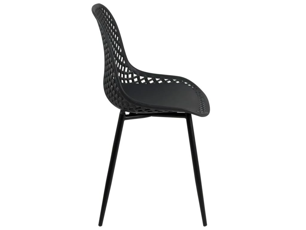 Lot De 2 Chaises De Cuisine Design Ajouré SELI (noir) 3 Lot De 2 Chaises De Cuisine Design Ajouré SELI (noir) – Image 3