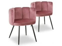 Lot De 2 Chaises Amela Velours Rose