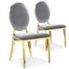 Lot De 2 Chaises Médaillon Sofia Velours Argent Pieds Or -Deco.fr Soldes Boutique chaise 13699519