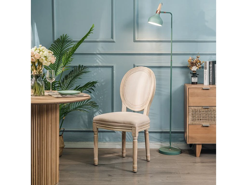 Lot De 2 Chaises En Bois Avec Assise En Tissu Beige 2 Lot De 2 Chaises En Bois Avec Assise En Tissu Beige – Image 2