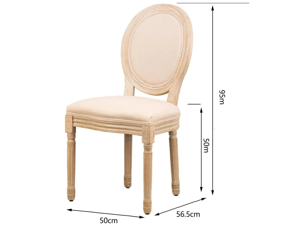 Lot De 2 Chaises En Bois Avec Assise En Tissu Beige 5 Lot De 2 Chaises En Bois Avec Assise En Tissu Beige – Image 5