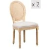 Lot De 2 Chaises En Bois Et Cannage Avec Assise En Tissu Gris Clair -Deco.fr Soldes Boutique chaise 13878973