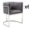 Lot De 6 Chaises Avec Accoudoirs - Velours Et Acier Inoxydable - Gris Et Chromé - PERIA De Pascal MORABITO -Deco.fr Soldes Boutique chaise 13885611