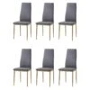 Lot De 6 Chaises Contemporain - Structuré En Tissu Gris Chiné Et Métal Effet Bois -Deco.fr Soldes Boutique chaise 13955589