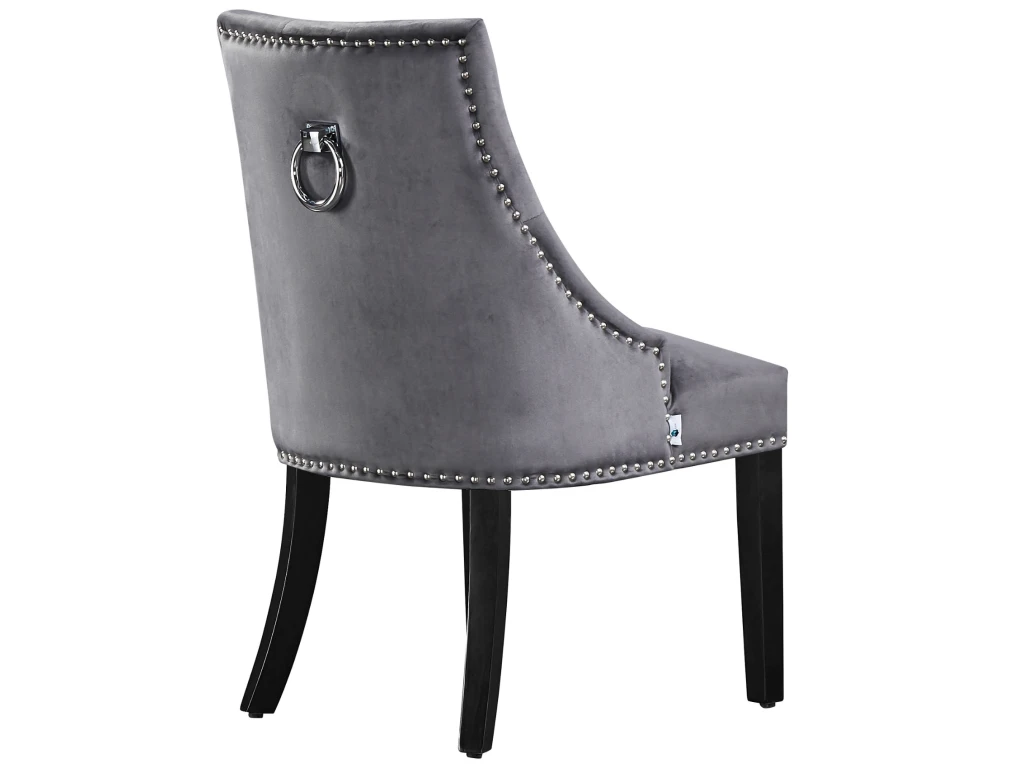 Chaise De Salle à Manger Simple Windsor - Rembourrage En Velours Moelleux Et Pieds En Bois Massif Robustes - Parfait Pour Votre Salle à Manger Et Salon - Gris Foncé 4 Chaise De Salle à Manger Simple Windsor - Rembourrage En Velours Moelleux Et Pieds En Bois Massif Robustes - Parfait Pour Votre Salle à Manger Et Salon - Gris Foncé – Image 4