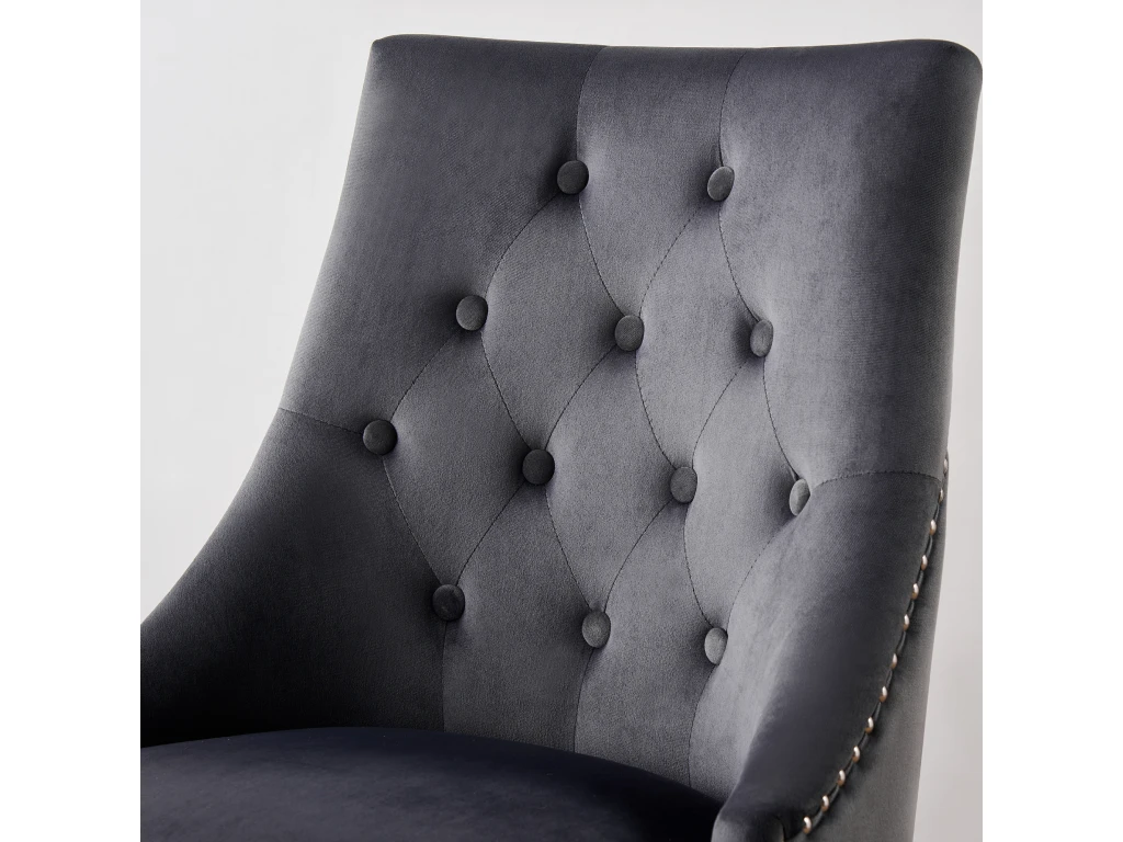 Chaise De Salle à Manger Simple Windsor - Rembourrage En Velours Moelleux Et Pieds En Bois Massif Robustes - Parfait Pour Votre Salle à Manger Et Salon - Gris Foncé 8 Chaise De Salle à Manger Simple Windsor - Rembourrage En Velours Moelleux Et Pieds En Bois Massif Robustes - Parfait Pour Votre Salle à Manger Et Salon - Gris Foncé – Image 8