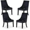 Ensemble De 4 Chaises De Salle à Manger Windsor - Rembourrage En Velours Moelleux Et Pieds En Bois Massif Robustes - Parfait Pour Votre Salle à Manger Et Salon - Noir -Deco.fr Soldes Boutique chaise 13971509