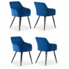 Lot De 4 Chaises De Salle à Manger Camden - Tapissées De Velours Avec Pieds En Métal - Bleu -Deco.fr Soldes Boutique chaise 14059943