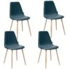 Lot De 4 Chaises 'roka' Bleu Jean