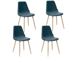 Lot De 4 Chaises 'roka' Bleu Jean