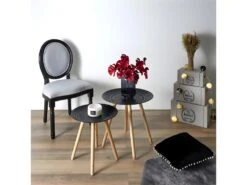 Chaise Eleonor Noir Tissu Gris -Deco.fr Soldes Boutique chaise 14212235