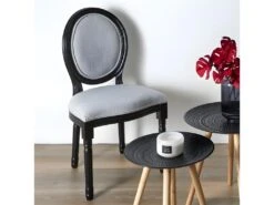 Chaise Eleonor Noir Tissu Gris -Deco.fr Soldes Boutique chaise 14212237