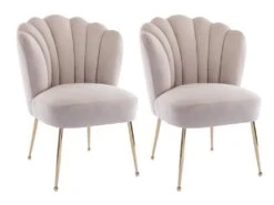 Lot De 2 Chaises En Velours Et Acier Doré - Beige - RUTY De Pascal MORABITO