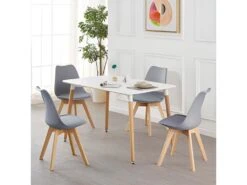 Ensemble De 4 Chaises De Salle à Manger Lorenzo Avec Siège élégant En Similicuir Et Pieds En Bois Massif - Parfait Pour La Salle à Manger, Le Salon - Gris -Deco.fr Soldes Boutique chaise 14228983