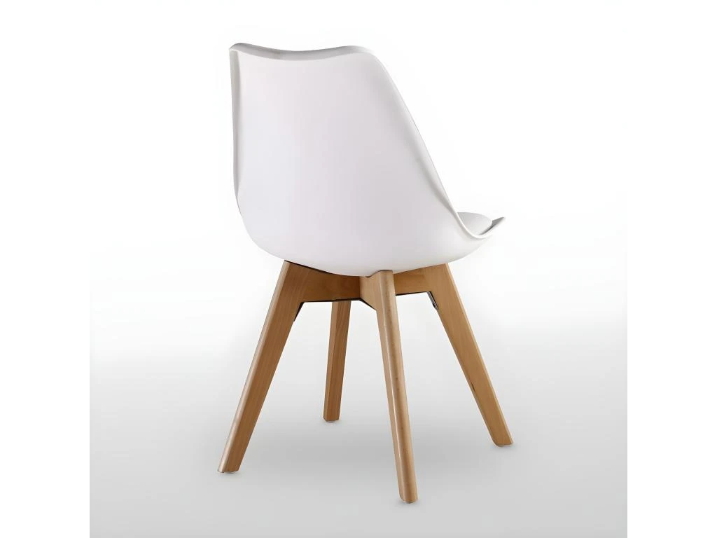 Ensemble De 4 Chaises De Salle à Manger Lorenzo Avec Siège élégant En Similicuir Et Pieds En Bois Massif - Parfait Pour La Salle à Manger, Le Salon - Blanc 4 Ensemble De 4 Chaises De Salle à Manger Lorenzo Avec Siège élégant En Similicuir Et Pieds En Bois Massif - Parfait Pour La Salle à Manger, Le Salon - Blanc – Image 4