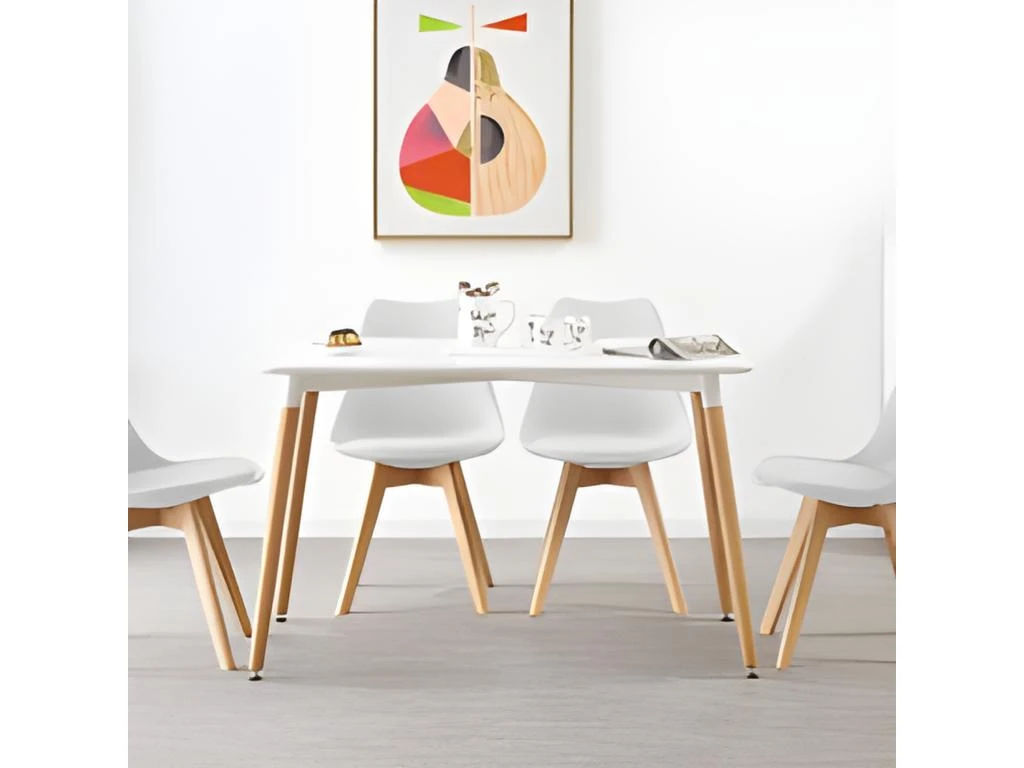 Ensemble De 4 Chaises De Salle à Manger Lorenzo Avec Siège élégant En Similicuir Et Pieds En Bois Massif - Parfait Pour La Salle à Manger, Le Salon - Blanc 6 Ensemble De 4 Chaises De Salle à Manger Lorenzo Avec Siège élégant En Similicuir Et Pieds En Bois Massif - Parfait Pour La Salle à Manger, Le Salon - Blanc – Image 6