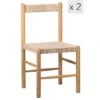 Lot De 2 Chaises En Bois Massif Et Corde Naturelle