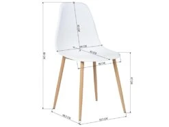 URBAN MEUBLE Lot De 4 Chaise Salle à Manger Scandinave Blanc Résine Pieds Couleur Bois -Deco.fr Soldes Boutique chaise 14505661