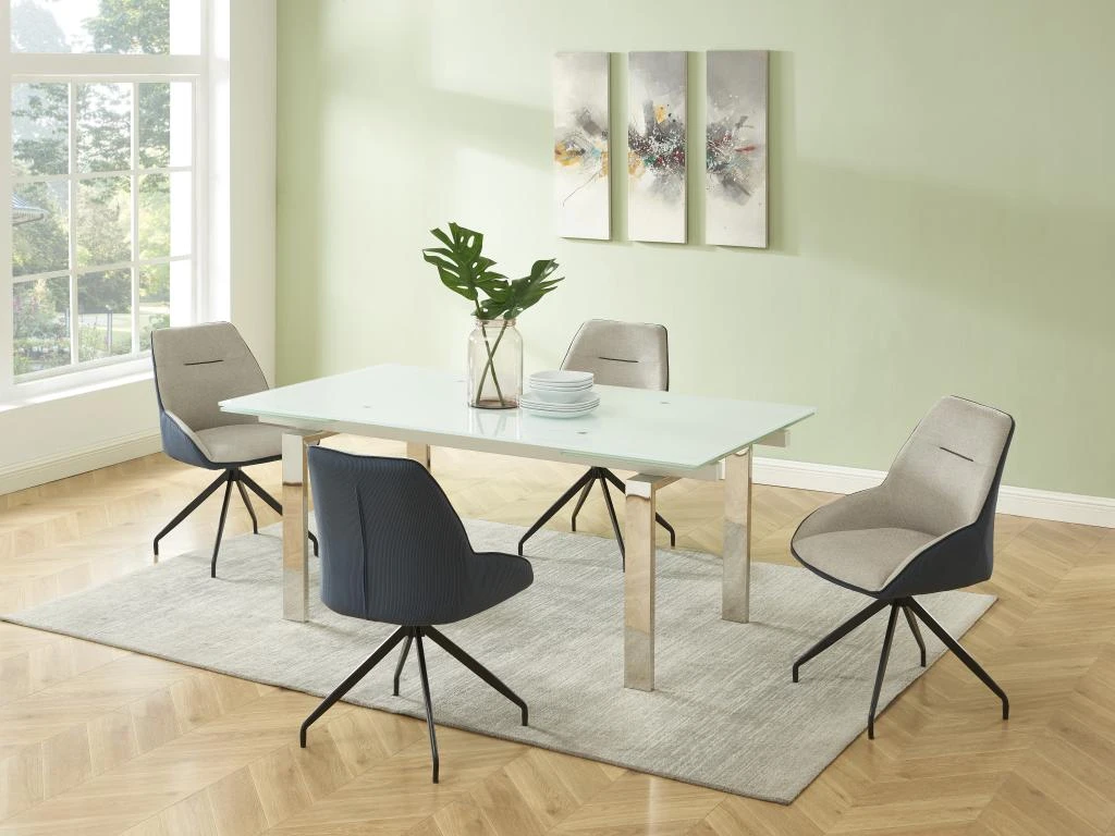 Chaise En Tissu, Velours Côtelé Et Métal - Beige Et Bleu - CHANILA 2 Chaise En Tissu, Velours Côtelé Et Métal - Beige Et Bleu - CHANILA – Image 2