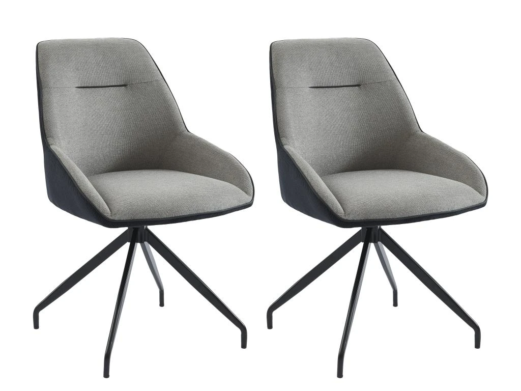 Lot De 2 Chaises En Tissu, Velours Côtelé Et Métal - Gris Et Anthracite - CHANILA 1 Lot De 2 Chaises En Tissu, Velours Côtelé Et Métal - Gris Et Anthracite - CHANILA