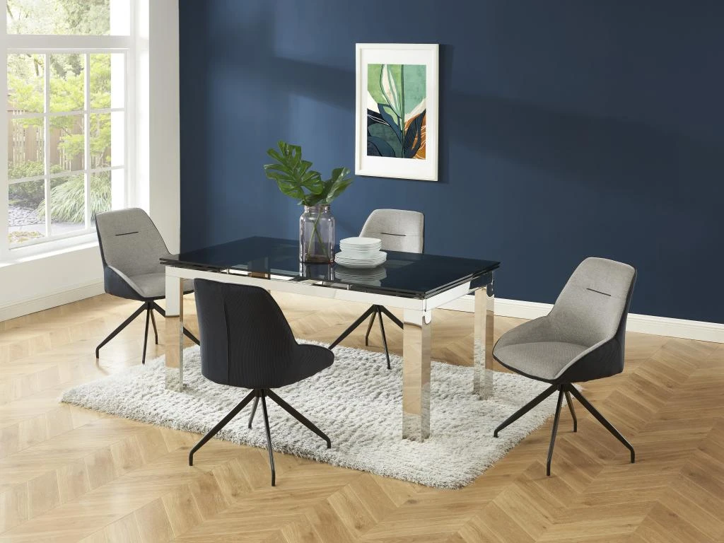 Lot De 6 Chaises En Tissu, Velours Côtelé Et Métal - Gris Et Anthracite - CHANILA 2 Lot De 6 Chaises En Tissu, Velours Côtelé Et Métal - Gris Et Anthracite - CHANILA – Image 2