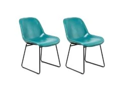 Lot De 2 Chaises Design "Cora" 81cm Bleu Pétrole