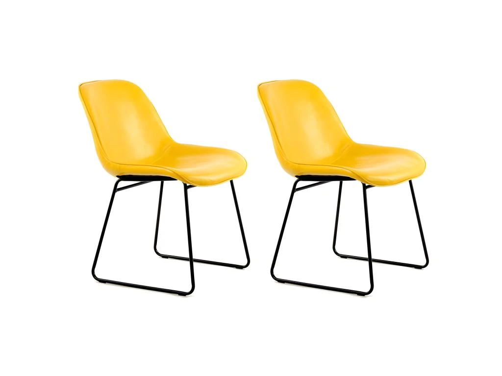 Lot De 2 Chaises Design "Cora" 81cm Jaune 1 Lot De 2 Chaises Design "Cora" 81cm Jaune