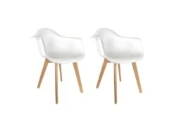 Lot De 2 Chaises Scandinave Enfant "Coque" 42cm Blanc