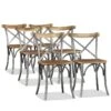 Lot De 6 Chaises De Salle à Manger Cuisine Design Industriel Bois De Manguier Massif Et Acier CDS022103 -Deco.fr Soldes Boutique chaise 15778055