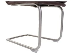 Lot De 6 Chaises De Salle à Manger Cuisine En Tissu Marron Et Acier Inoxydable Coutures Décoratives 04_0000876 -Deco.fr Soldes Boutique chaise 15779323