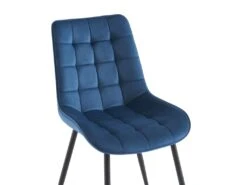 Lot De 2 Chaises Matelassées - Velours Et Métal Noir - Bleu Nuit - OLLUA -Deco.fr Soldes Boutique chaise 15854199