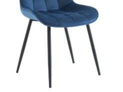 Lot De 2 Chaises Matelassées - Velours Et Métal Noir - Bleu Nuit - OLLUA -Deco.fr Soldes Boutique chaise 15854201