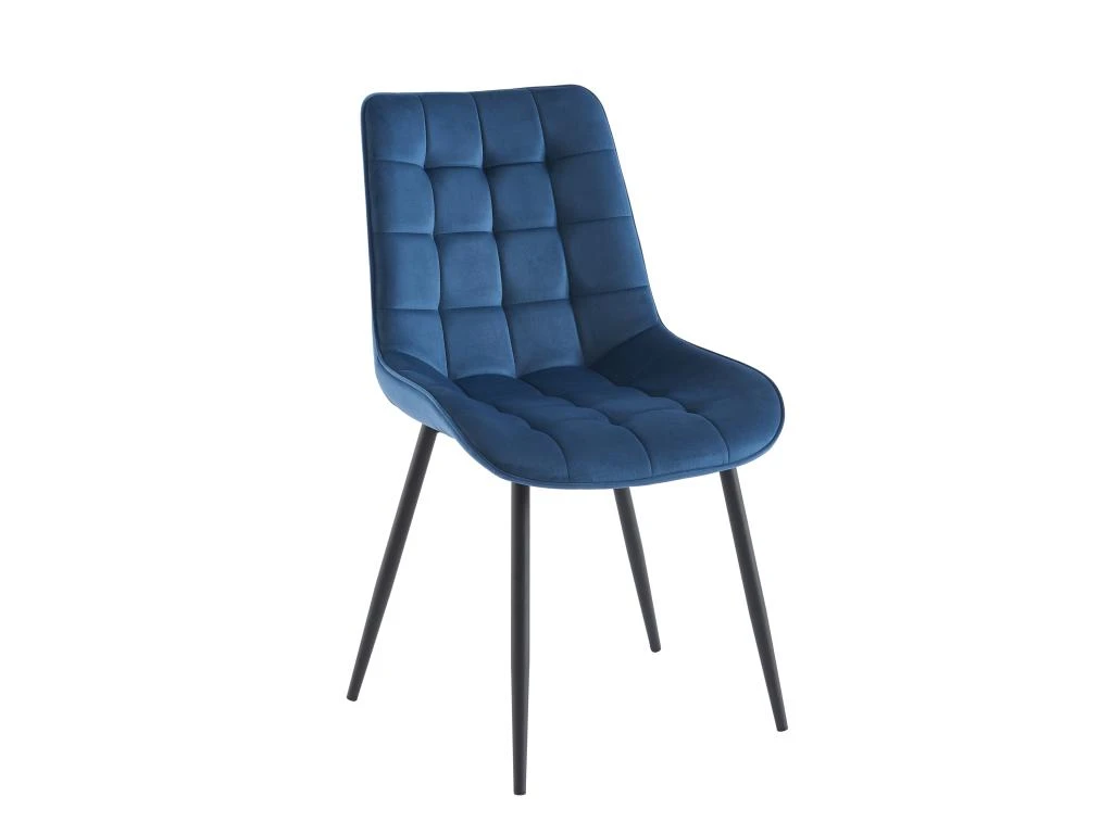 Lot De 6 Chaises Matelassées - Velours Et Métal Noir - Bleu Nuit - OLLUA 4 Lot De 6 Chaises Matelassées - Velours Et Métal Noir - Bleu Nuit - OLLUA – Image 4