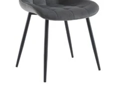 Lot De 2 Chaises Matelassées - Velours Et Métal Noir - Gris - OLLUA -Deco.fr Soldes Boutique chaise 15854267