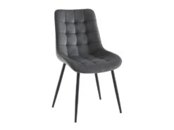 Lot De 6 Chaises Matelassées - Velours Et Métal Noir - Gris - OLLUA -Deco.fr Soldes Boutique chaise 15854281