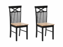 Lot De 2 Chaises Noires Et Marron HOUSTON