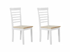 Lot De 2 Chaises De Salle à Manger Bois Clair Et Blanches BATTERSBY