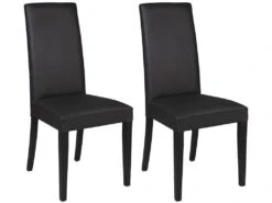 Lot De 2 Chaises TACOMA - Simili Noir & Pieds Noirs