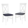Lot De 2 Chaises En Tissu - Blanc/Bleu Navy