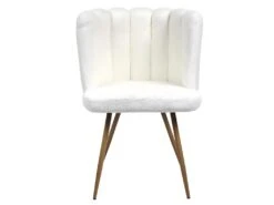 FJARD - Lot De 6 Fauteuils Blanc Tissu Bouclettes -Deco.fr Soldes Boutique chaise 17590889