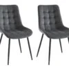 Lot De 2 Chaises Matelassées - Velours Et Métal Noir - Gris - OLLUA -Deco.fr Soldes Boutique chaise 17621027