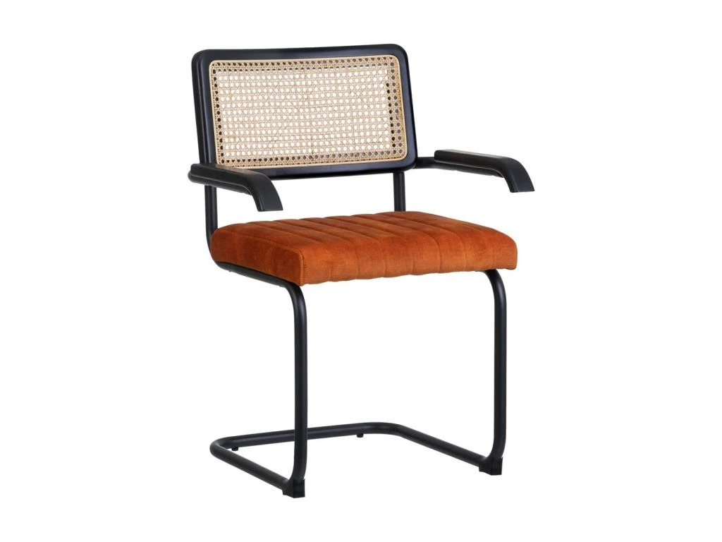 Duo De Chaises à Accoudoirs Métal/Rotin/Orange - MARIETTE 3 Duo De Chaises à Accoudoirs Métal/Rotin/Orange - MARIETTE – Image 3