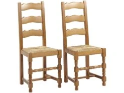 Lot De 2 Chaises SEGUIN - HĂȘtre Massif & Assise En Paille De Seigle