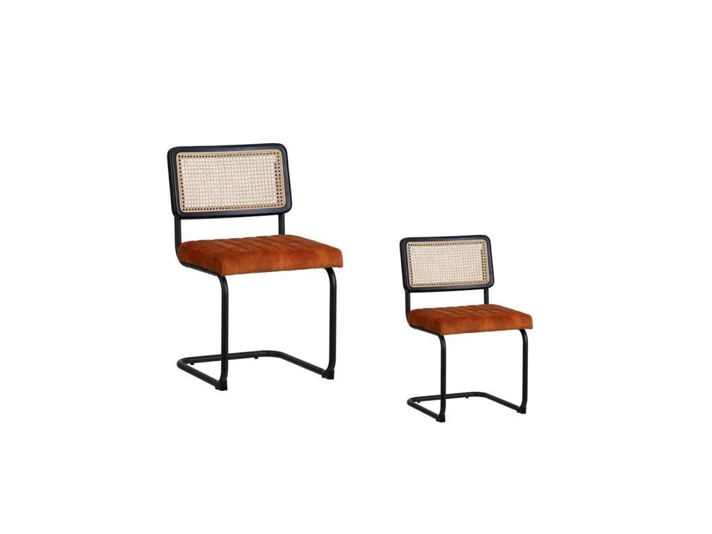 Duo De Chaises Métal/Rotin/Orange - MARIETTE 1 Duo De Chaises Métal/Rotin/Orange - MARIETTE