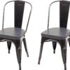 2x Chaises De Salle à Manger Cuisine Style Industriel Métal Noir Et Synthétique Gris CDS04456