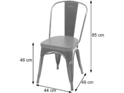 2x Chaises De Salle à Manger Cuisine Style Industriel Métal Noir Et Synthétique Gris CDS04456 -Deco.fr Soldes Boutique chaise 18004135