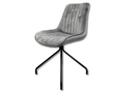 Chaise Velours Gris Pieds Métal Cécile - Gris -Deco.fr Soldes Boutique chaise 18081509