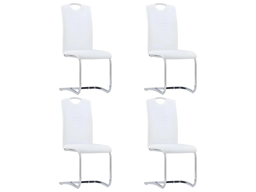 Lot De 4 Chaises De Salle à Manger Cuisine Cantilever Design Moderne Synthétique Blanc CDS021349 1 Lot De 4 Chaises De Salle à Manger Cuisine Cantilever Design Moderne Synthétique Blanc CDS021349
