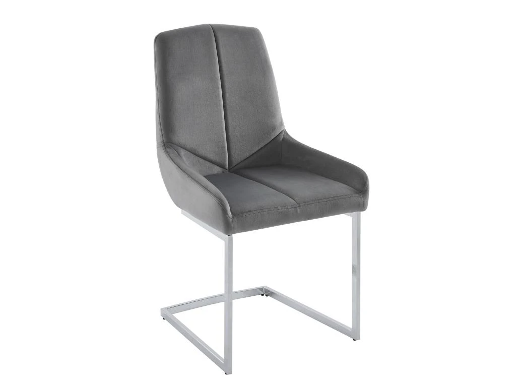 Lot De 2 Chaises En Velours Et Métal - Gris - BERLONA 4 Lot De 2 Chaises En Velours Et Métal - Gris - BERLONA – Image 4